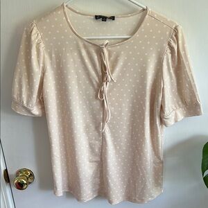 Adrianna Papell Light Pink Puff Sleeve Keyhole Blouse